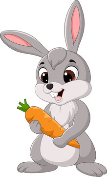 Cartoon rabbit holding a carrot