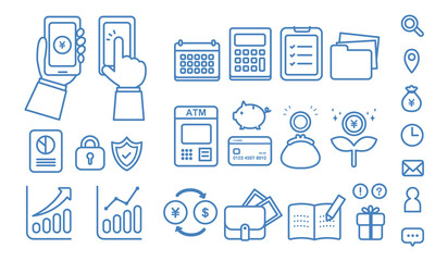 ビジネス、お金、投資などのアイコンセット	