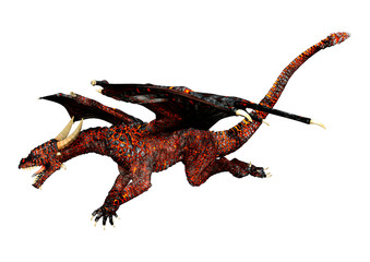 3D Rendering Fairy Tale Dragon on White