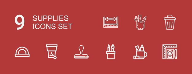 Editable 9 supplies icons for web and mobile
