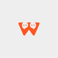 Letter W Chat Logo Design Template Vector