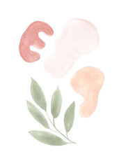 Watercolor set of abstract aesthetic warm forms