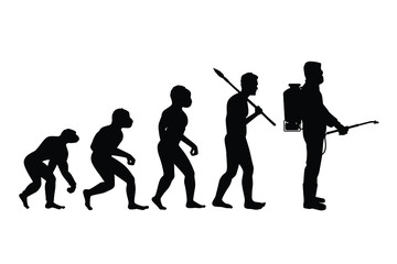 Revolution of human to worker silhouette