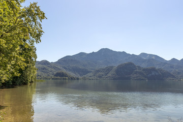 View over the Kochelsee towards the Alps