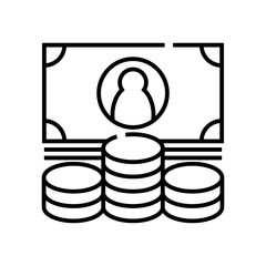 Salary growth line icon, concept sign, outline vector illustration, linear symbol.