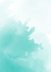 Turquoise watercolour Transparent underwater blue ocean background. Vintage wallpaper. Blue abstract Hand drawing style. Vacation, summer.