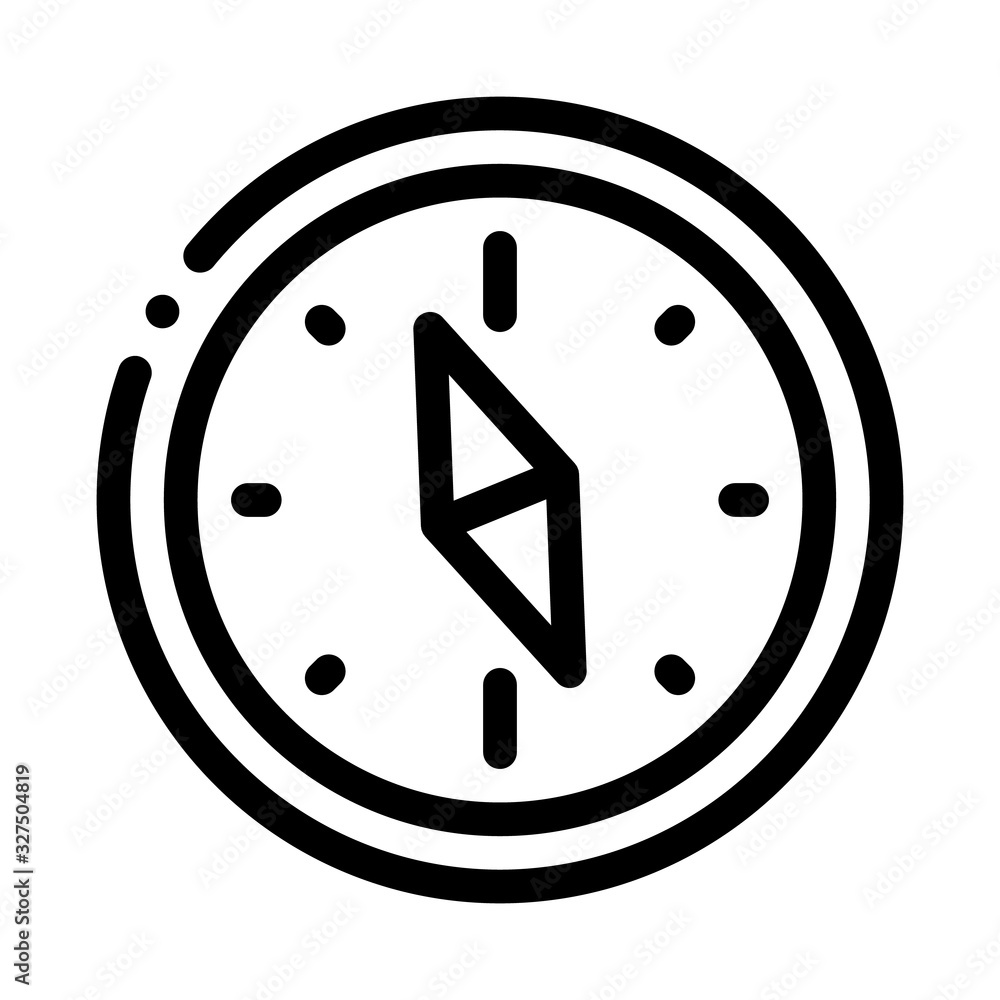 Poster navigational compass tool icon thin line vector. compass searching way, direction and orientation eq
