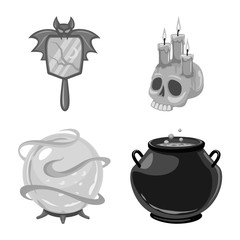Vector illustration of gothic and fantasy icon. Collection of gothic and witchcraft vector icon for stock.