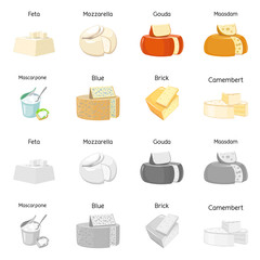 Vector design of food and dairy symbol. Set of food and product vector icon for stock.