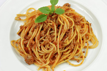 assiette de spaghetti à la bolognaise