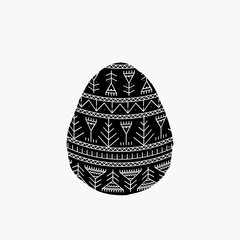 Vector Easter egg with tribal, ethnic ornament isolated on the white background. Best for greeting card design. 