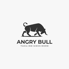 Vector Logo Illustration Bull Gradient Silhouette