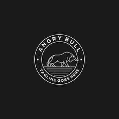 Fototapeta premium Vector Logo Illustration Bull Gradient Badge Line Art