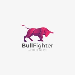 Vector Logo Illustration Bull Gradient Colorful