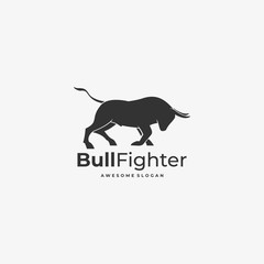 Vector Logo Illustration Bull Gradient Silhouette