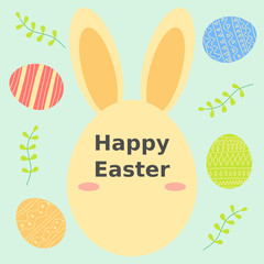 easter card with bunny and eggs