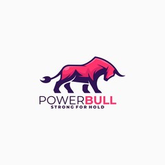 Awesome Vector Logo Illustration Bull Gradient Colorful