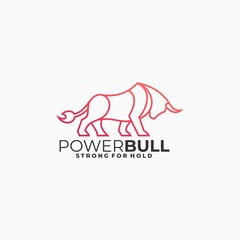 Vector Logo Illustration Bull Gradient Line Art