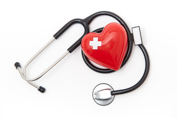  Red heart and stethoscope 