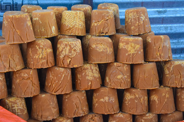 bunch of jaggery at the factory 
