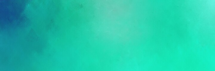 light sea green, teal and dark cyan colored vintage abstract painted background with space for text or image. can be used as header or banner