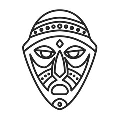 African mask vector icon.Outline vector icon isolated on white background african mask.