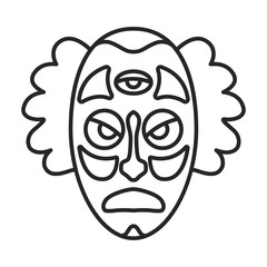 Tribal african mask vector icon.Outline vector icon isolated on white background tribal african mask.