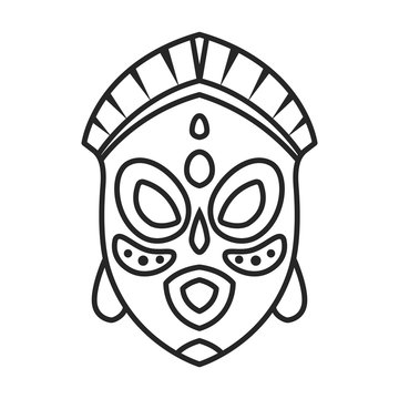 African mask vector icon.Outline vector icon isolated on white background african mask.