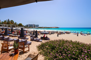 cafe on the beach of the Mediterranean Sea in Cyprus © smspsy