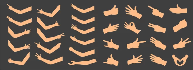 Foto op Canvas Creative vector illustration of gesturing hands, arm, finger sign set isolated on background. Art design counting gestures, arm handshake template. Female and male hands. Abstract concept emotions © happyvector071