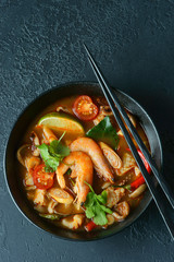 Tom Yam on a dark background