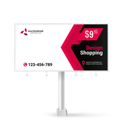 Billboard sign, banner design ideas for outdoor advertising, inspirational graphic design for placing photos and text, vector red background	