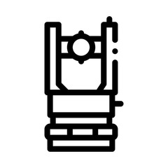 Optical Topography Equipment Icon Thin Line Vector. Engineering Level Topography Tool For Land Research Concept Linear Pictogram. Monochrome Outline Sign Isolated Contour Symbol Illustration