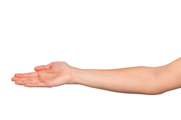 female hand isolated on white background showing hand gestures - Image