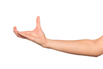 female hand isolated on white background showing hand gestures - Image