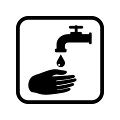 Wash your hands. Square black sign. Vector illustration.