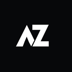 Creative and Minimal AZ Logo Design, Alphabet Text Logo | Editable in Vector Format in Black and White Color