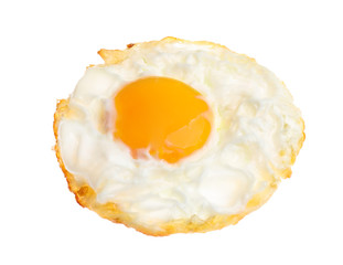 Tasty fried egg on white background