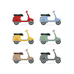 collection of vintage classic motorcycle isolated on white background illustration vector