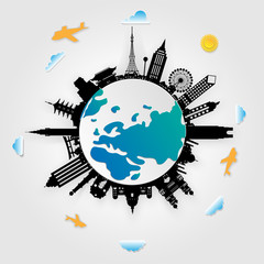 Travel around the world paper cut style. 