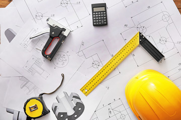 Workplace of engineer in office