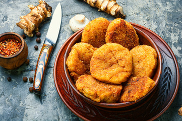 Vegan vegetable cutlets.