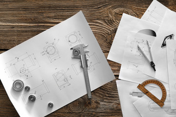 Workplace of engineer in office