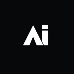 Creative and Minimal AI Logo Design, Alphabet Text Logo | Editable in Vector Format in Black and White Color