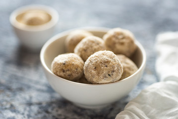 Coconut candies with raisins