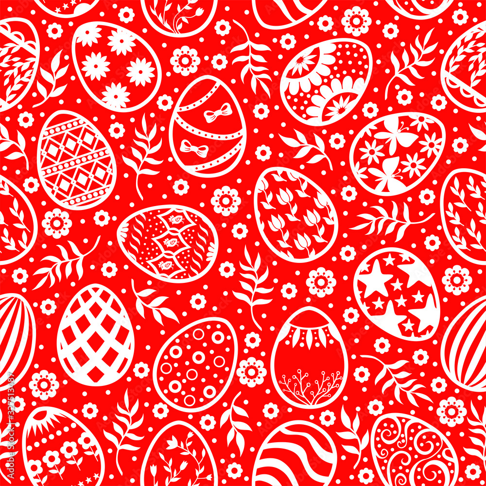 Wall mural Vector illustrations of Easter pattern seamless with decorative egg