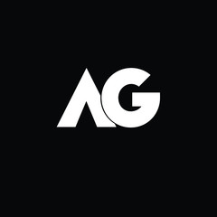 Creative and Minimal AG Logo Design, Alphabet Text Logo | Editable in Vector Format in Black and White Color