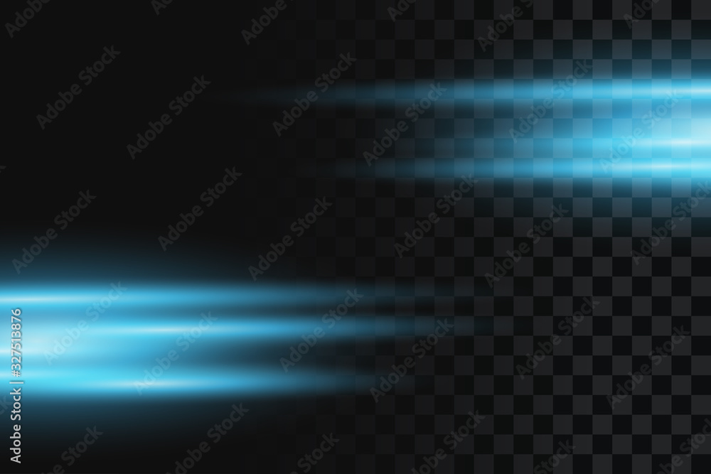 Poster abstract background with blue neon light stripes. light effect lines or beams on transparent backgro