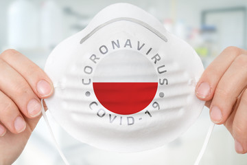 Respirator mask with flag of Poland - Coronavirus COVID-19 concept