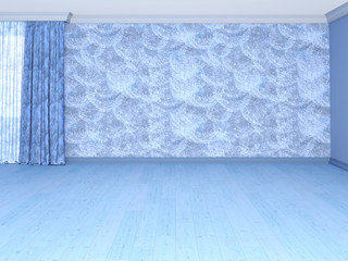 Empty room in light blue tones. 3d rendering.